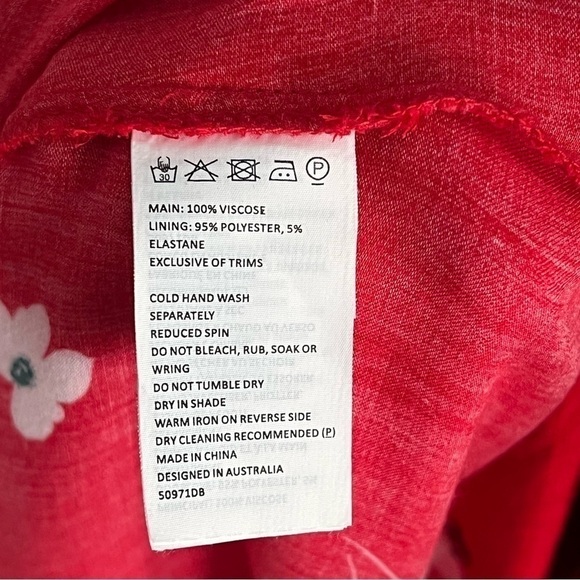 Bardot Red Floral Midi Dress Sweetheart Fit & Flare Size 6 - Picture 11 of 12